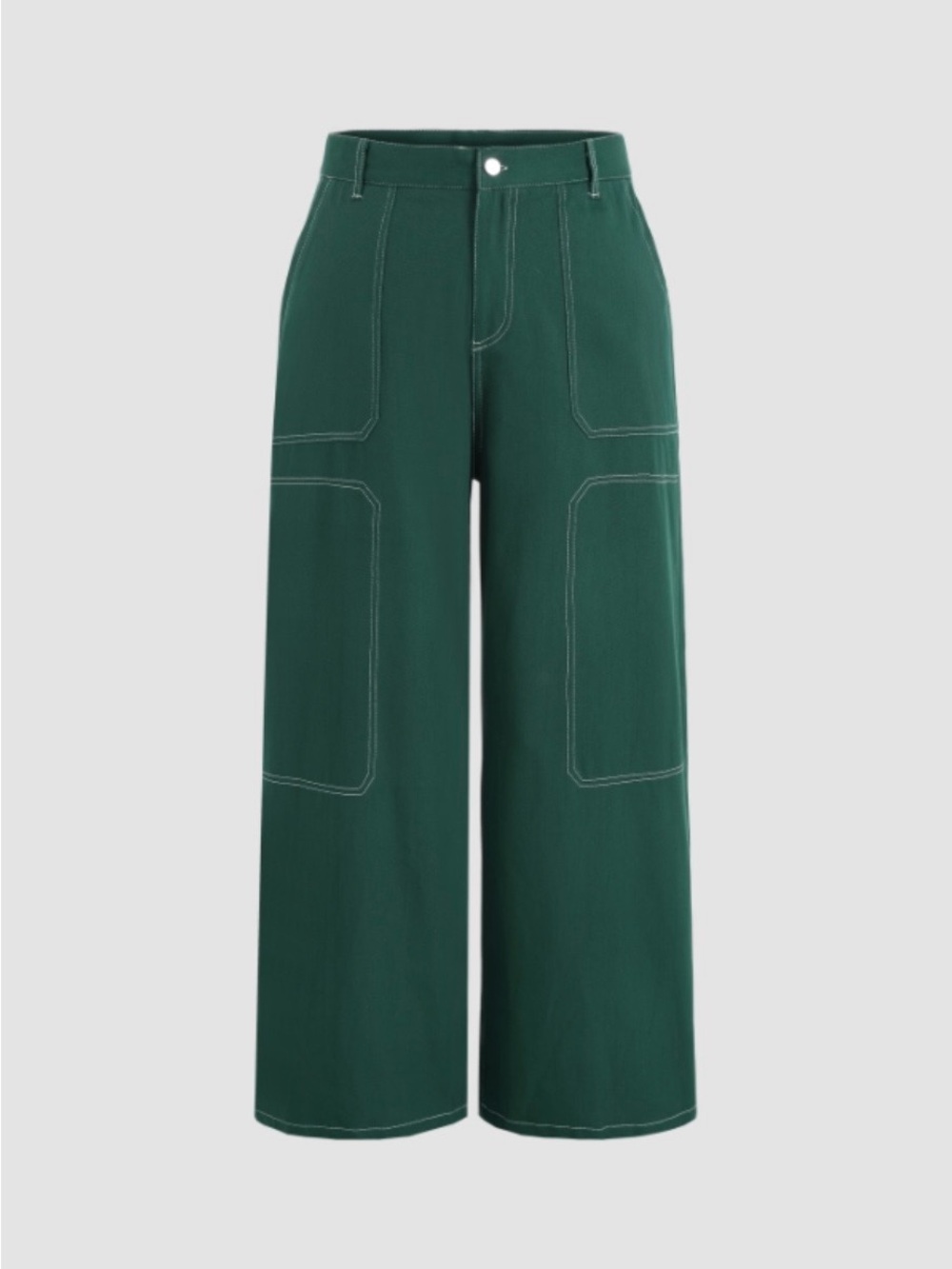 Cider Wide-Leg Patch Pocket Pants in Forest Green